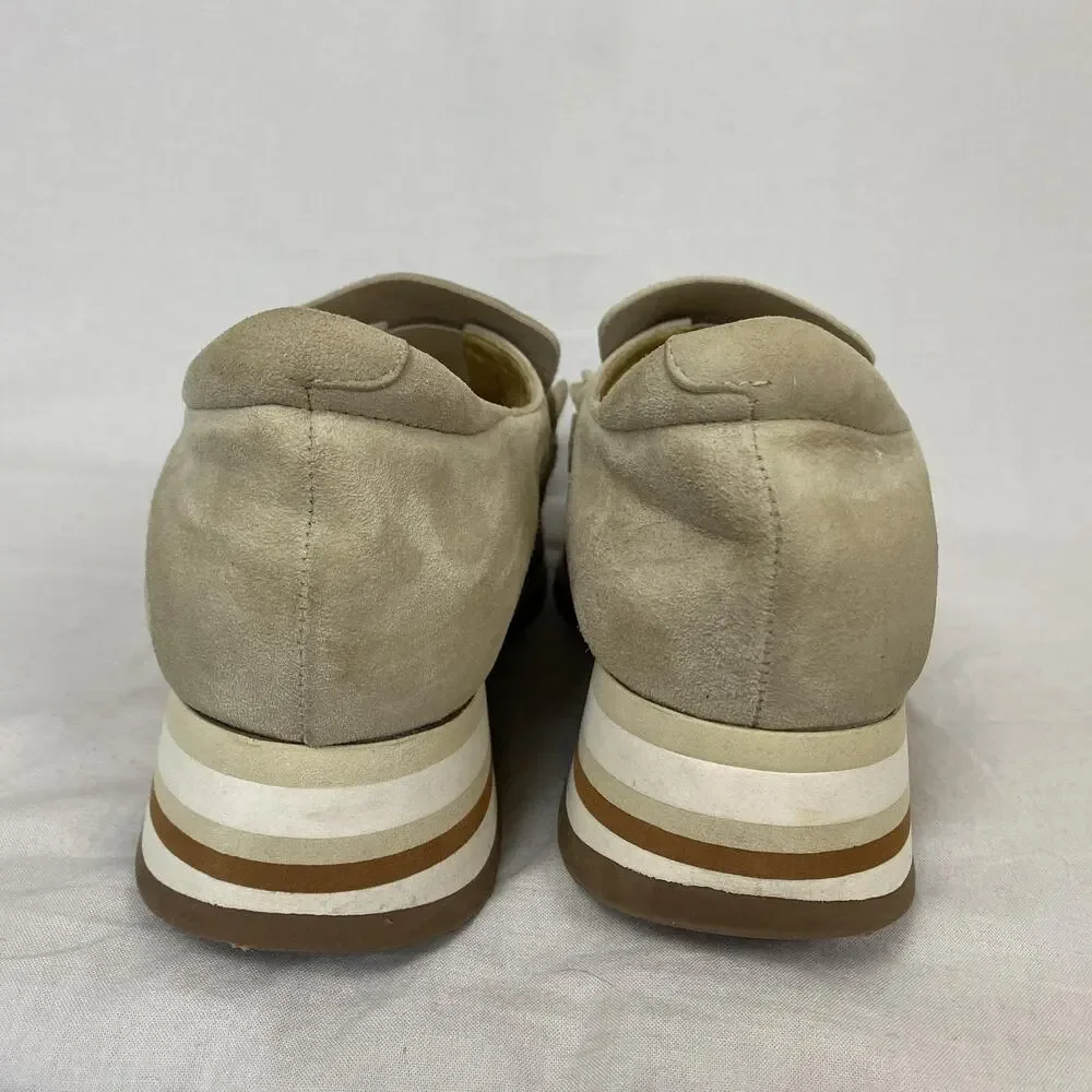 Softwaves Shoes Womens 10 40.5 Beige Suede Platform Chain Loafers Carlie Chunky